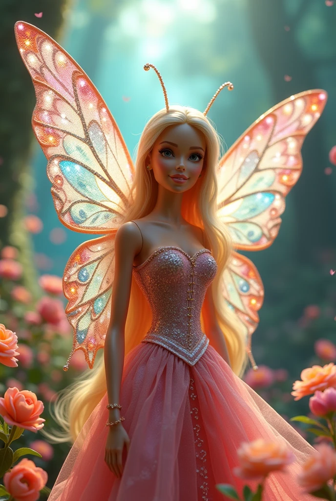Barbie butterfly com o rosto da Blair versão 3d, without looking like a doll, and yes with the old Barbie movies