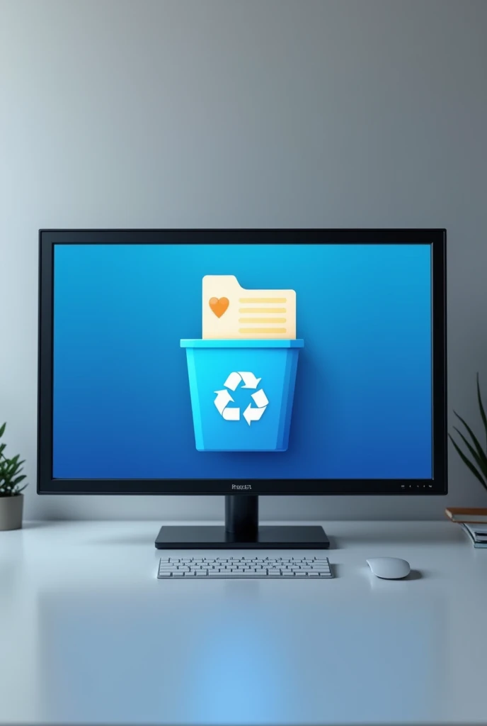 Make a monitor with the recycle bin application and close a folder (without the hand) (to be drawn)