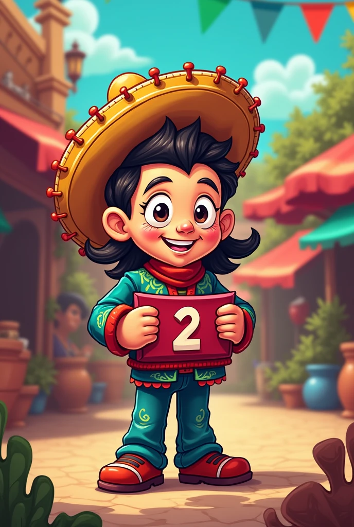 Make a cartoon logo with the symbol $2 pesos  