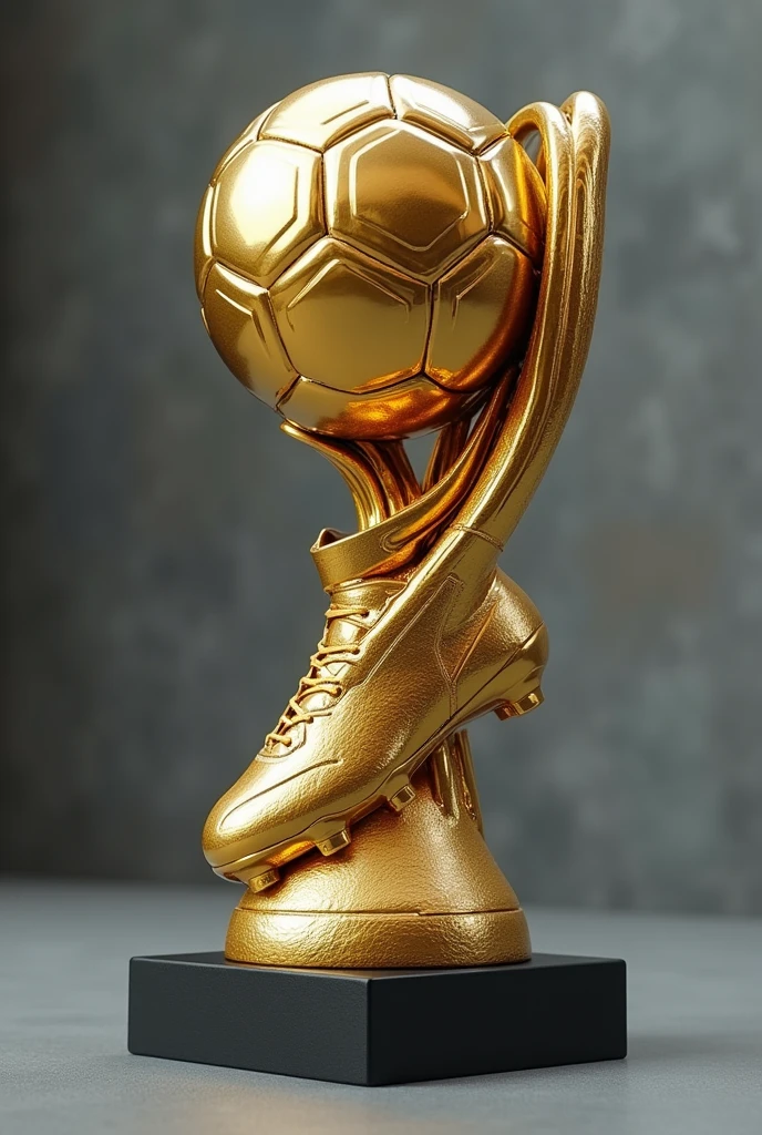 Football or soccer trophy with a golden boot, that the design is original , designed for midfielder