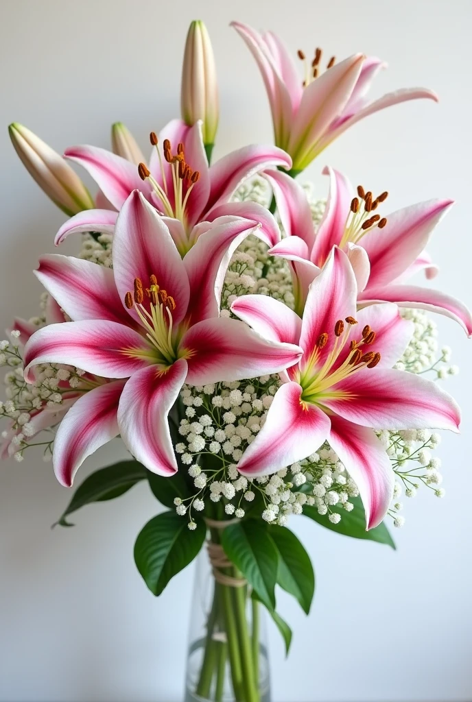 What would a bouquet of stargazer lilies look like with the baby&#39;s breath flower? 