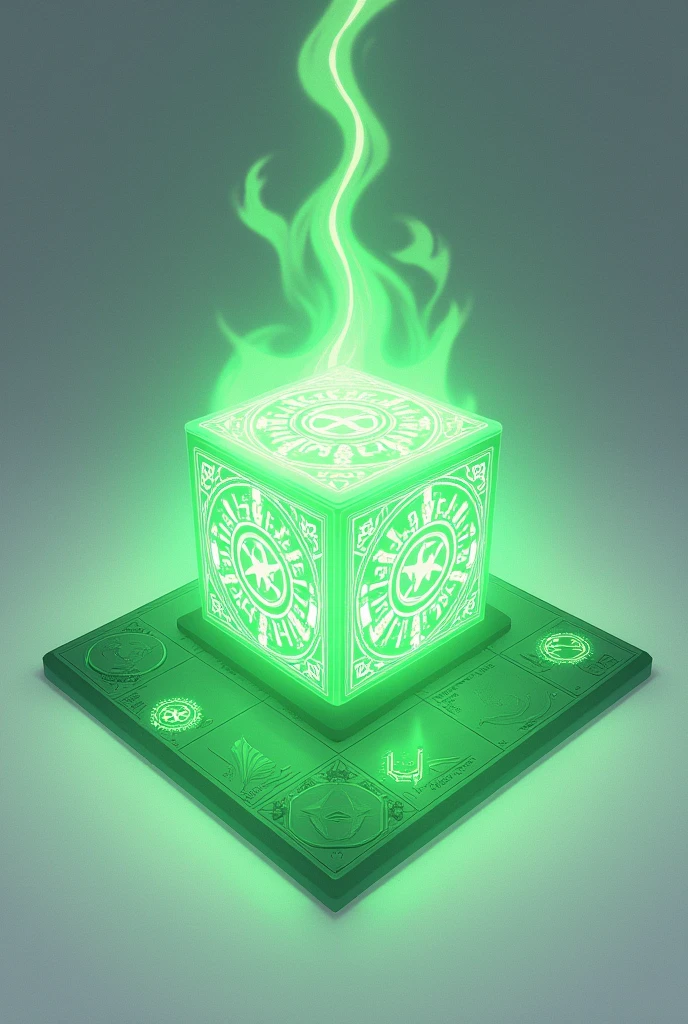 Enchanted hexagon spell magic with sign magic for game square green no people background white anime style
