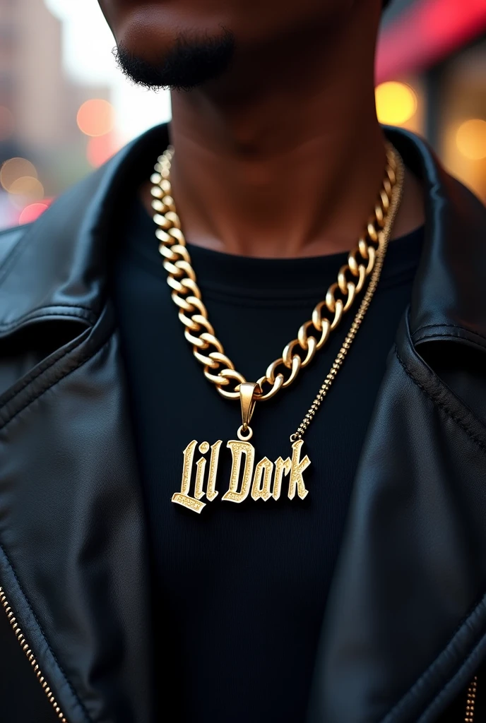 A Cuban chain with the medal with the name LIL DARK