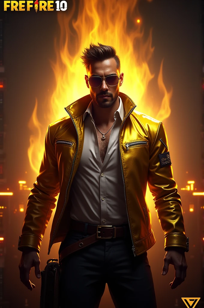 Could you create a free fire logo with the gold jacket season 10