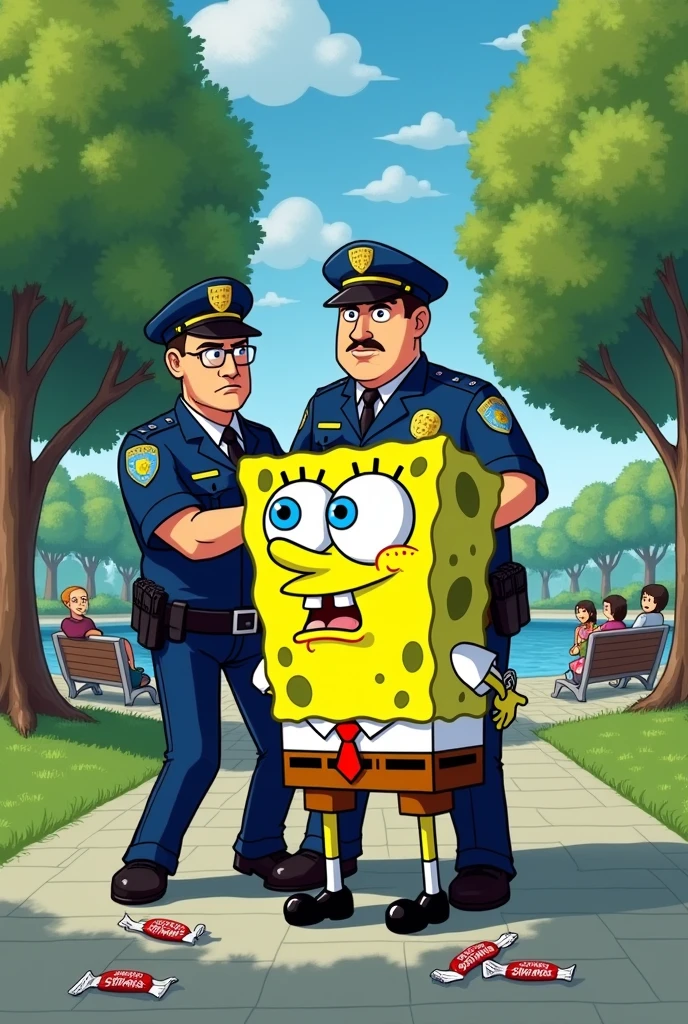 Sponge Bob getting arrested in the park
