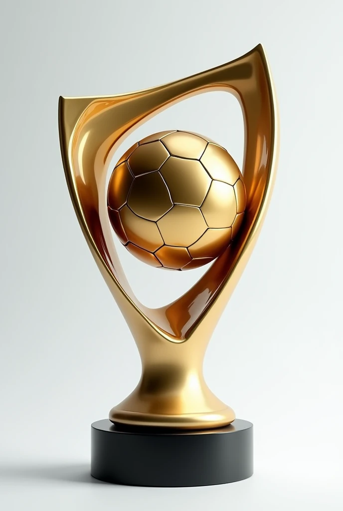 Football or soccer trophy with a golden ball, that the design is original, individual award 