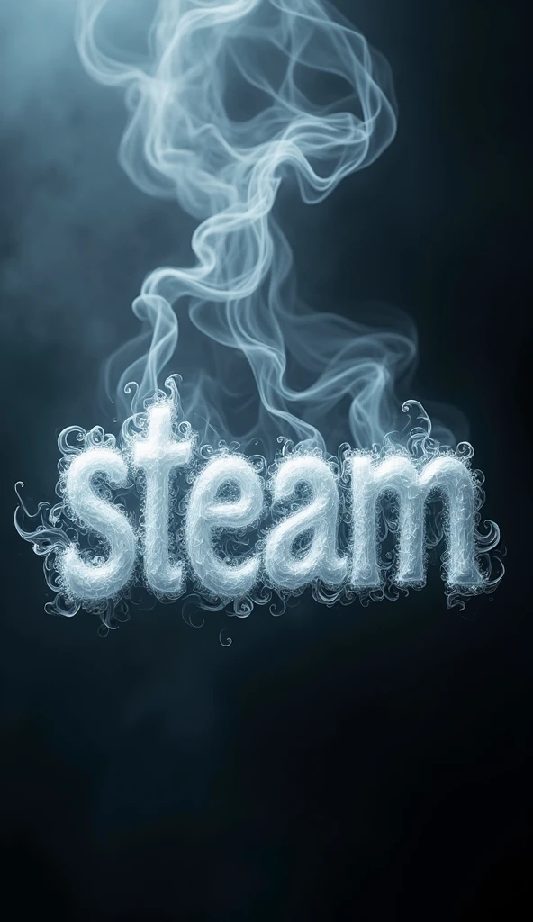 Create a cinematic and dramatic scene featuring the text "STEAM' with each letter formed from delicate, swirling steam. The letters should be elegantly suspended in mid-air against a pristine white background. The scene is captured using a high-end RED Digital Cinema camera, set to a low aperture for a shallow depth of field, emphasizing the ethereal nature of the steam letters while keeping the background black. The lighting is soft and diffused, enhancing the contrast between the white background and the translucent steam, giving the scene an otherworldly, serene atmosphere.