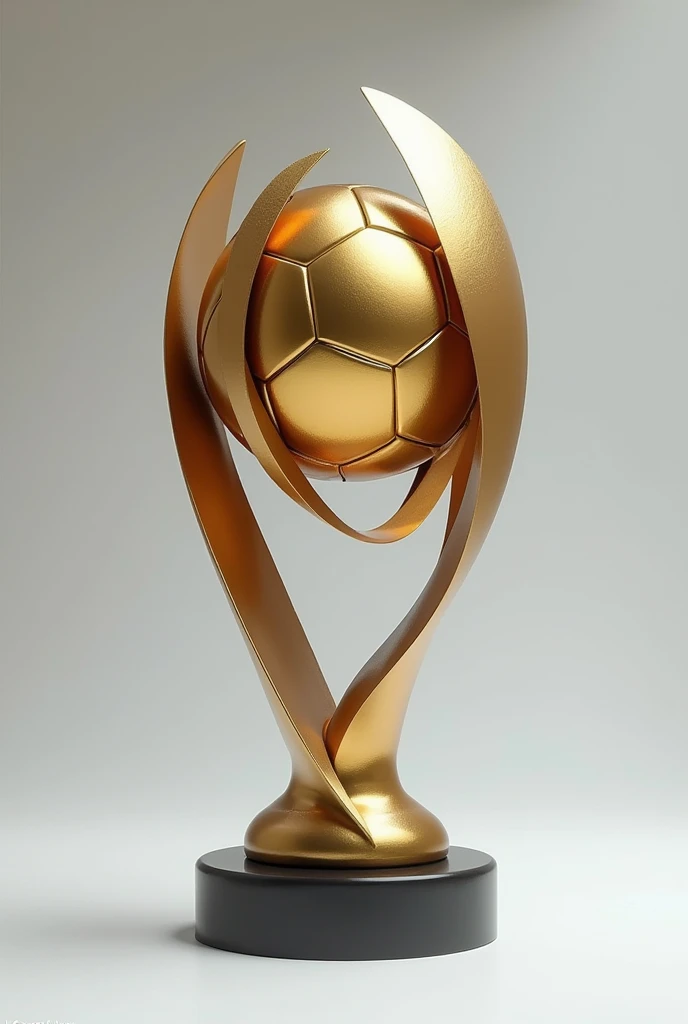 Football or soccer trophy with a golden ball, that the design is original, individual award 