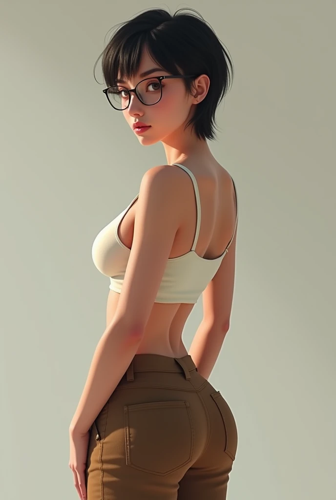 ((perfect anatomy:1.2,realistic:1.3,RAW Photography:1.3,masterpiece、highest quality、Ultra - High resolution、High resolution、Highly detailed CG、8K)),((best quality)),  NSFW, small breasts, round breasts, prominent collarbones, skinny arms, flat stomach, visible hip bones, full body, short hair, black hair, white hair, image of Ada Wong, Realistic Shadows, Detailed skin, Very small breasts, round breasts, Very detailed, highly detailed face, Perfect face shape, Perfect lips, Perfect nose, Correct beautiful eyes, Watching Viewer, Best Quality, very revealing outfit, unzipped,
