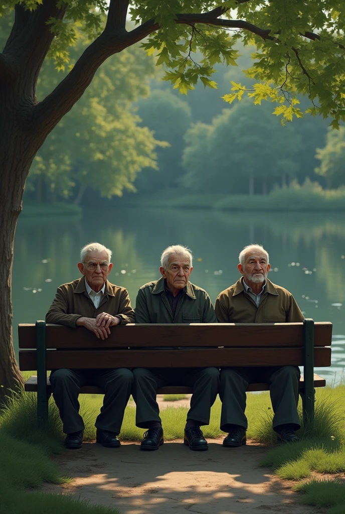 3 sad grandfather on a bench 