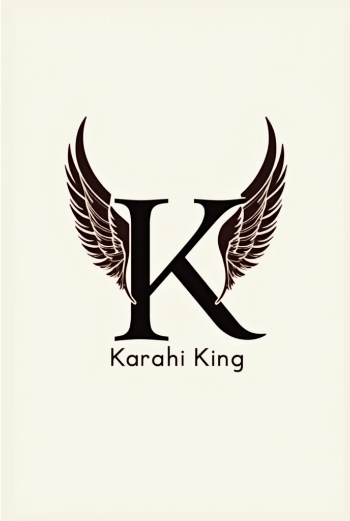 can you give me a letter K that have wings ni it as a part of K that works as a logo which is elegant, presenting a restaurunt name KARAHI KING