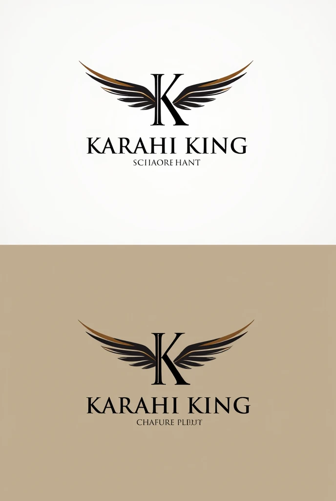 can you give me a letter K that have wings ni it  as a part of K that works as a logo which is elegant, presenting a restaurunt name KARAHI KING