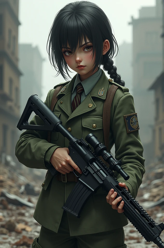 Girl in military uniform,murderous and ruthless...