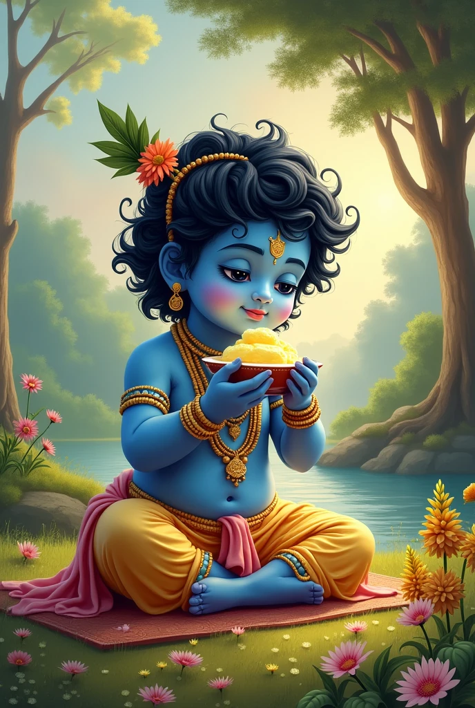 Shri Krishan ji eat makahn 