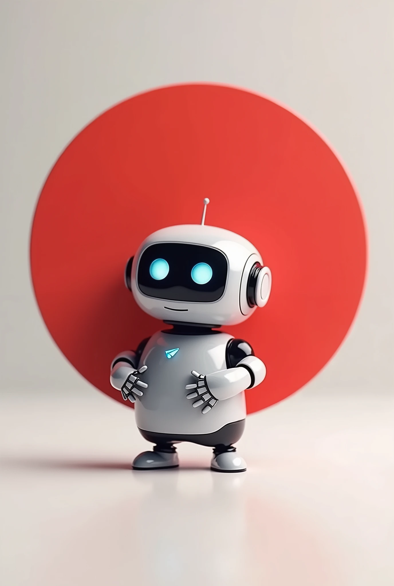 Create me an image of a telegram bot hugging a red circle
