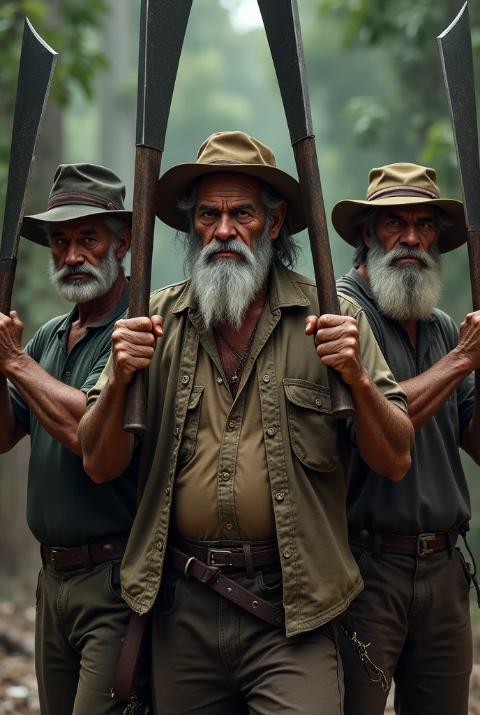 3 grandpas with machetes and they look very scary
