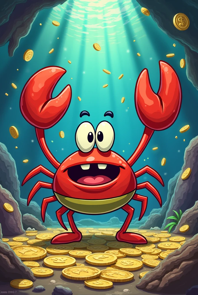Mr. Krabs:
Mr. Krabs {money-loving, shrewd, hardworking}, in a gleaming, glowing {Krusty Krab, Bikini Bottom, treasure cove} with gold coins glistening, underwater treasure-hunting vibe --ar 128:69 an intricate repeating tile vector pattern paint style art of icons, symbols and elements and emojis with a dreamy pastel color inspired by Mr.Krabs