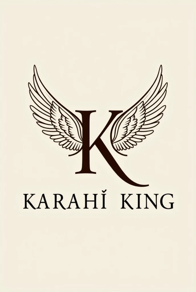 can you give me wings in form of letter K that works as a logo which is elegant, presenting a restaurunt name KARAHI KING