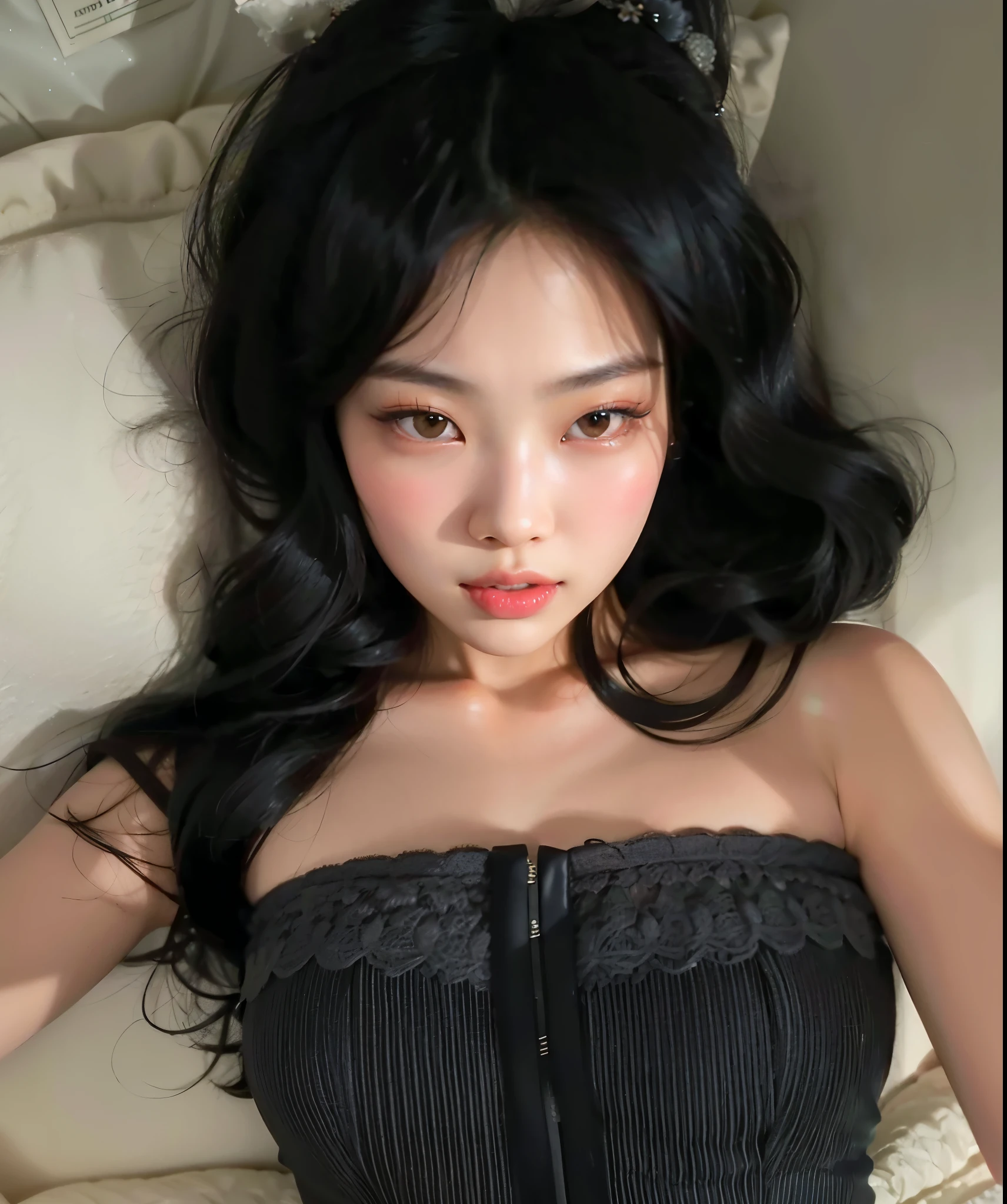 there is a woman with long black hair posing for a picture, maquiagem sul-coreana popular, jennie blackpink, Mulher sul-coreana bonita, coreana, maquiagem coreana popular, mulher coreana jovem bonita, linda mulher coreana jovem, young adorable korean face, korean face features, com rosto redondo, asian features, wan adorable korean face, south east asian with round face, belo rosto redondo Jennie 8K Super Realistic Beautiful Blackpink ultra mega detailed wonderful beauty 8K FULL HD high definition super detailed every smallest detail of her face is detailed Jennie Blackpink