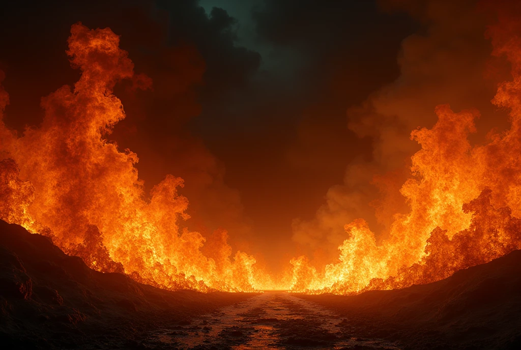 Fire background flames in the dark