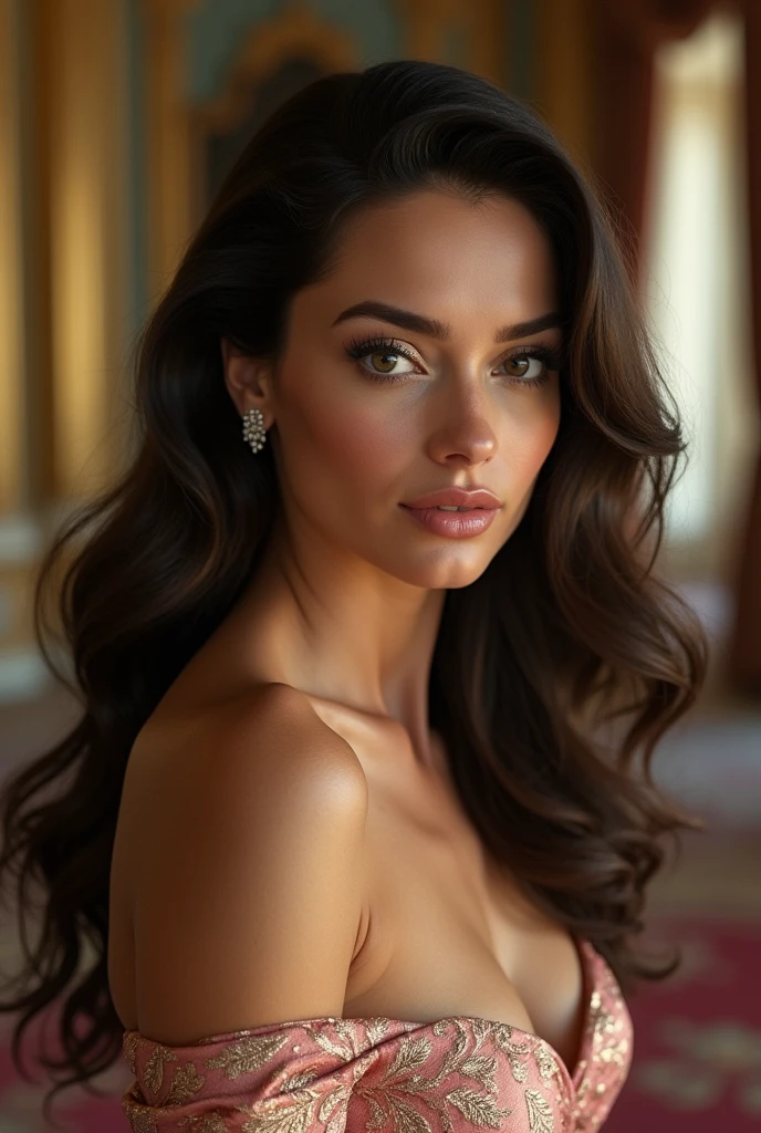 European female aristocrat with old money vibes 90s era supermodel feature