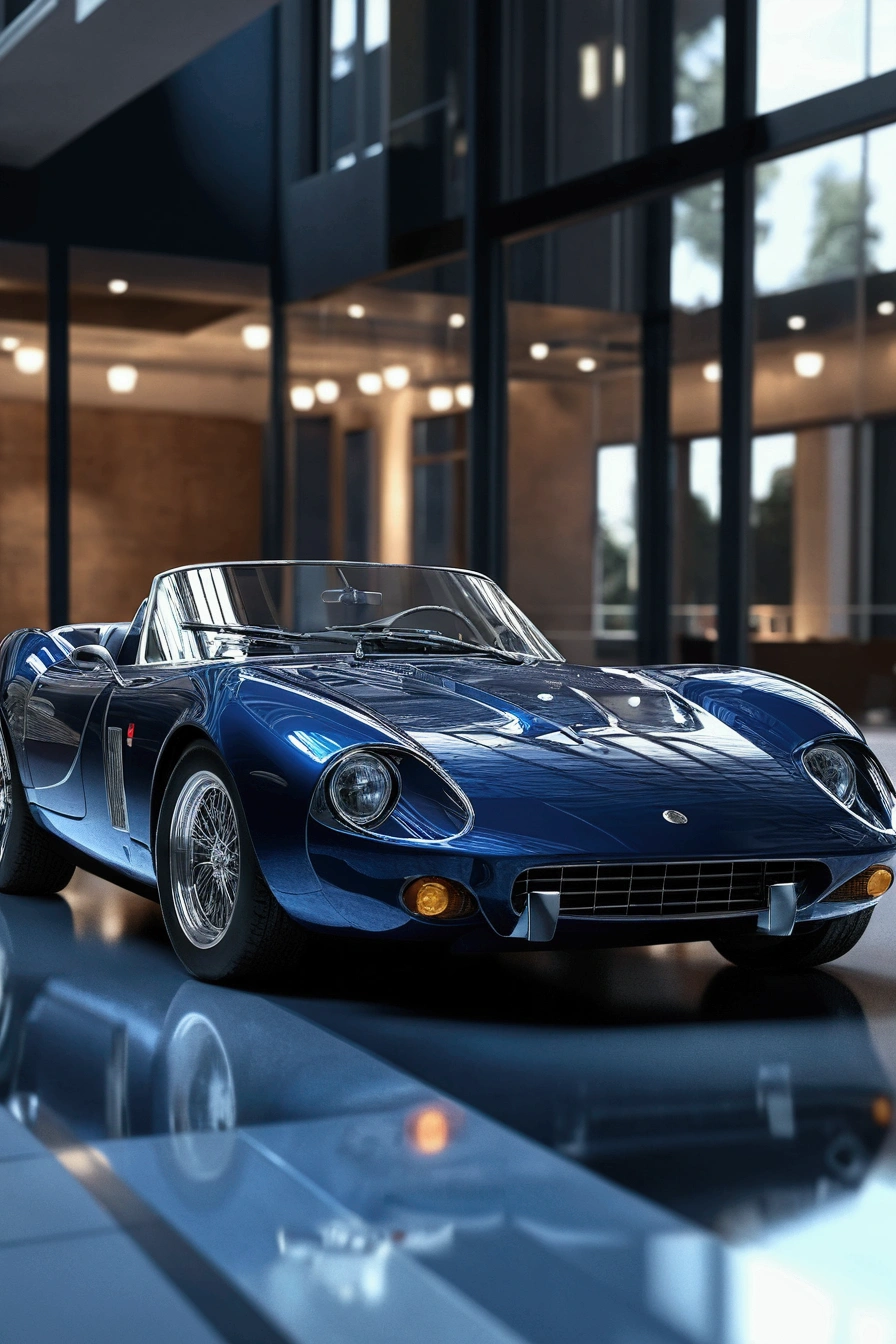 arafed image of a blue sports car parked in a building, sports car in the room, luxury hd render, hyper realistic detailed render, hyper realistic render, rendered in cgi, super realistic render vray, photo realistic render, octane render ] ”, 3 d hyper realistic render, super detailed render, photorealistic render, photorealistic cgi, very realistic render