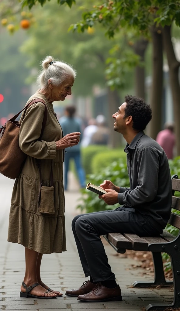 One day, An elderly woman approached young Carlos while he was eating and asked if she could share his bench..