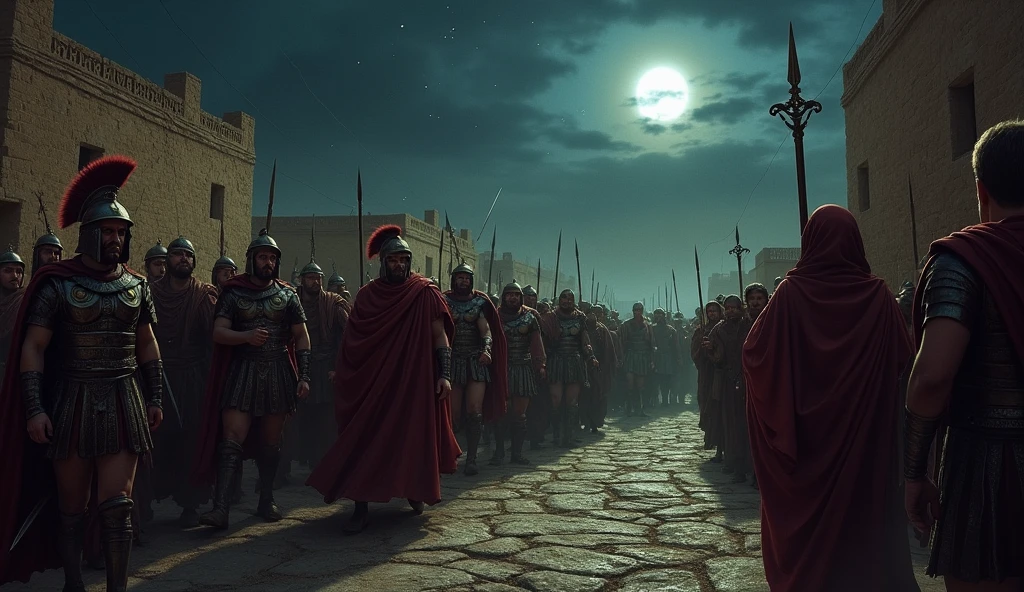 biblical history,
Roman soldiers arriving in Belem at night, to catch all the babies that were born