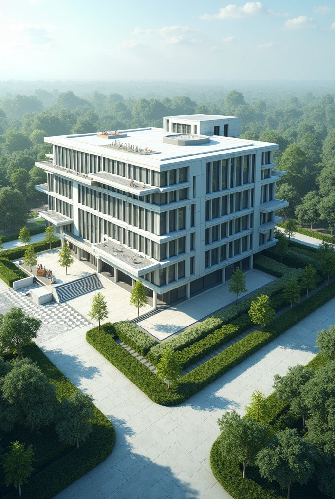 generates a volumetric design with the theme of a school on a rectangular plot
