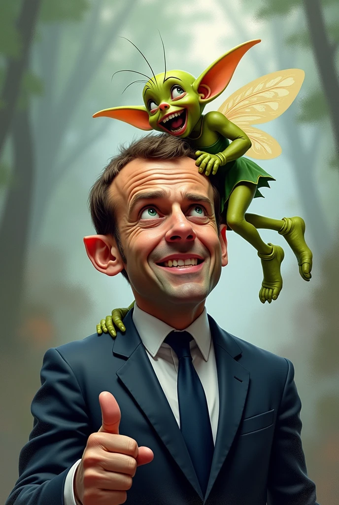 Emmanuel Macron se gaisant fessées par un lutin