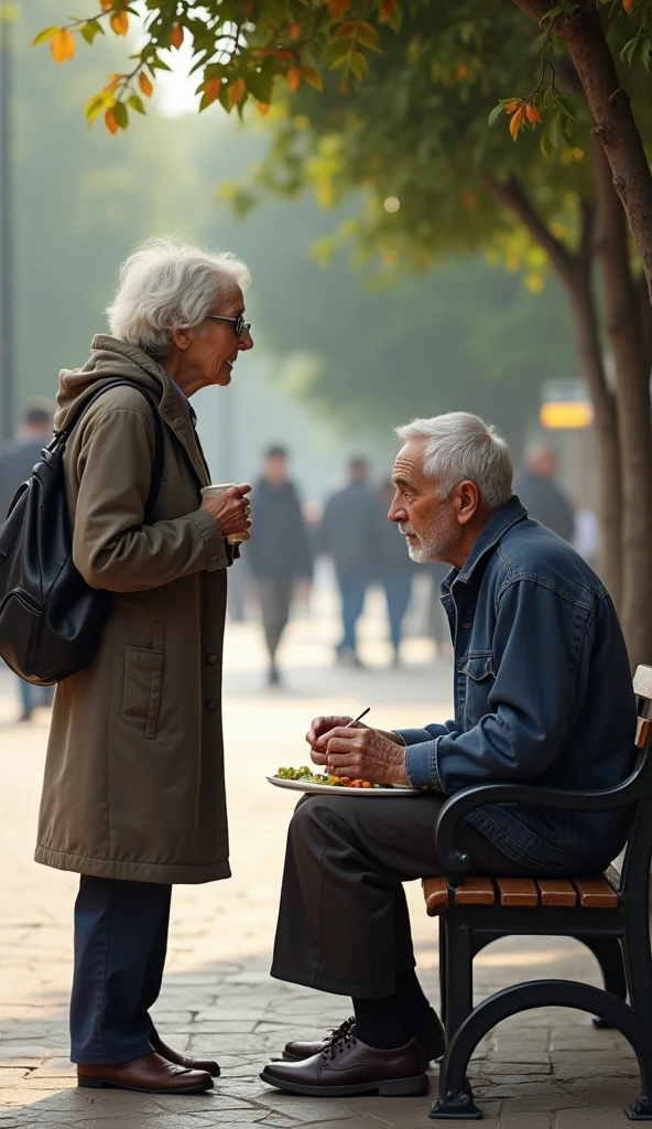 One day, An elderly woman approached young Carlos while he was having lunch and asked if she could share his bench.. 