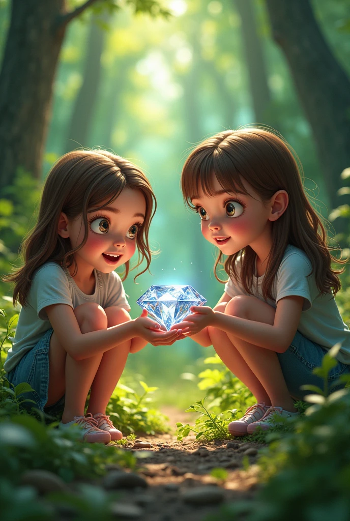 Two girls found a diamond necklace in the woods