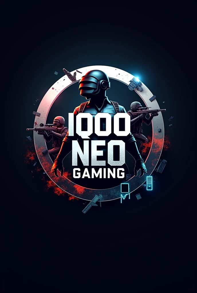 Please create a circle shaped gaming logo for my youtube channel . My channel name is "IQOO NEO GAMING".  my full channel name are on the logo . Logo should be pubg related 
