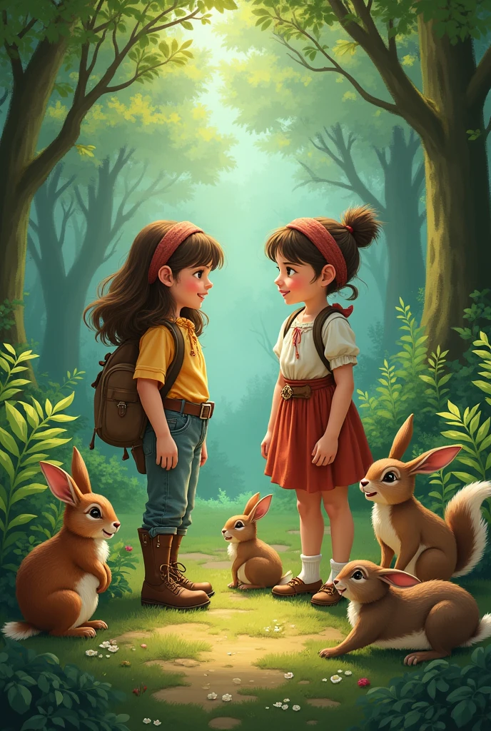 The same girls who found the diamond necklace in the forest talk to the animals