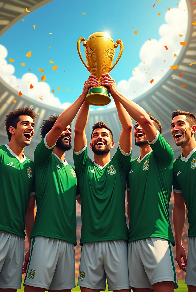 Palmeiras team holding the world cup