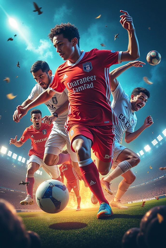 Create a collage of 7 images about soccer, baseball and video games