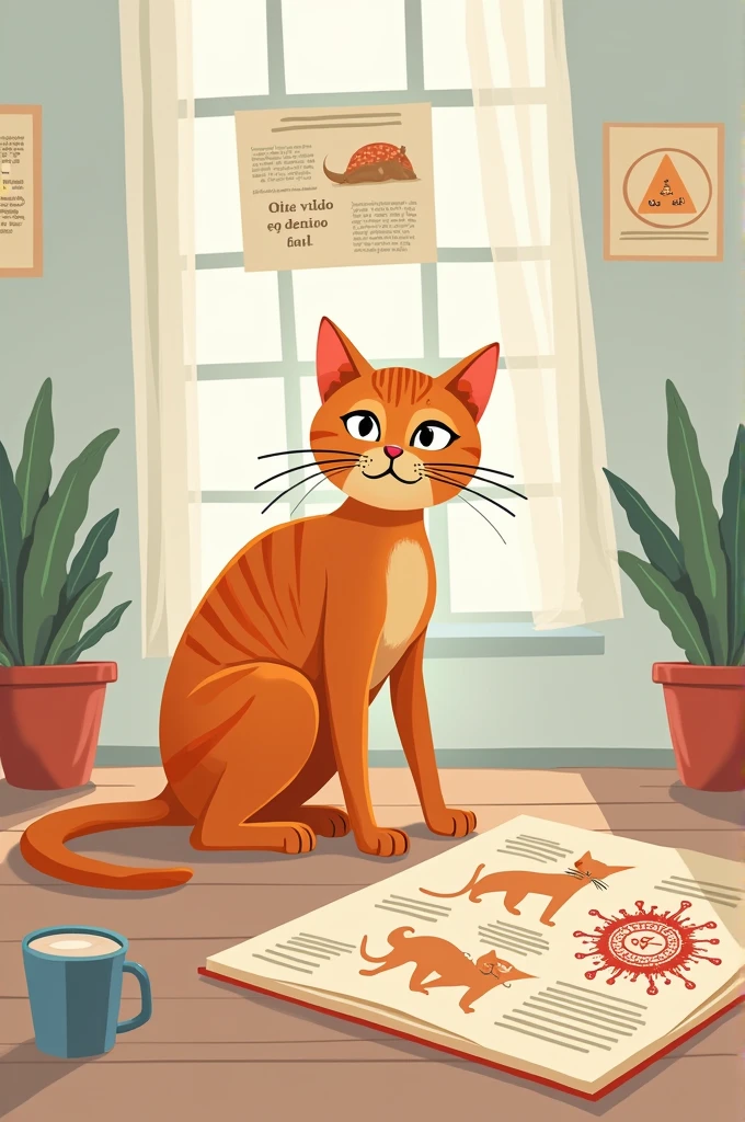 Informative illustration, In Portuguese, about toxoplasmosis that highlights that the cat is not the villain of the disease.