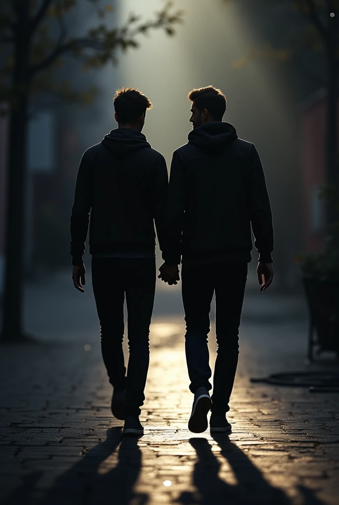 Shadow image, a 2 men romantic style walk