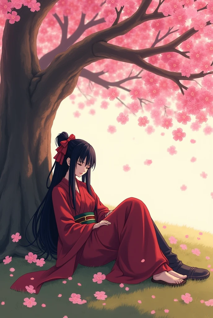 Nezuko and Tanjiro under a cherry tree