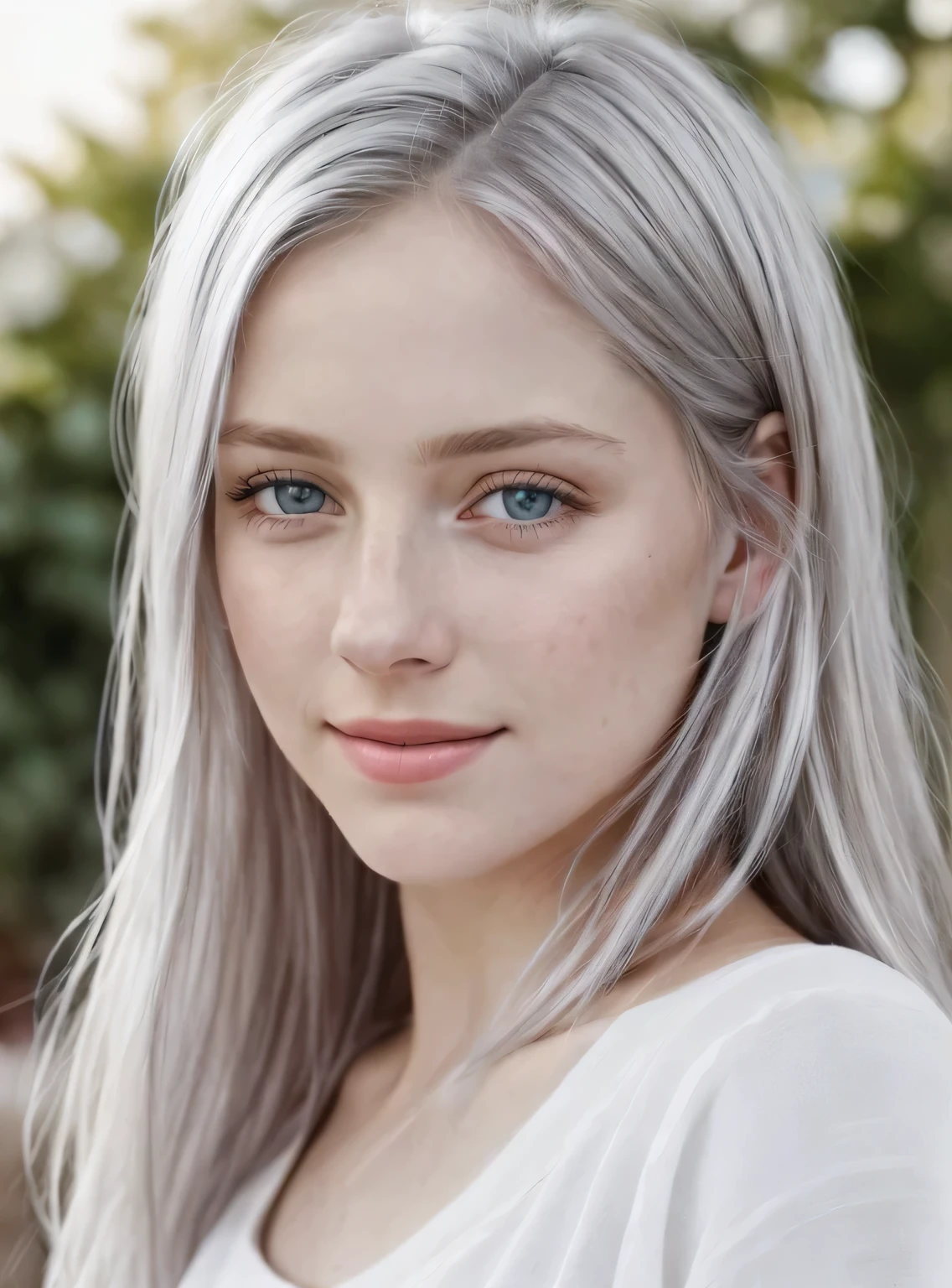 Masterpiece, Best Quality, Extremely detailed, Cinematic Lightning, intricate detials, hight resolution, official arts, finely detailed beautiful face and eyes, high-resolution illustration, 8K, Depth of field, bokeh, 独奏, 1girl, Girl with white hair and red eyes, Long white hair, beautiful red color eyes, Beautiful landscape, Rainy city, upper-body, looking a viewer, close up
