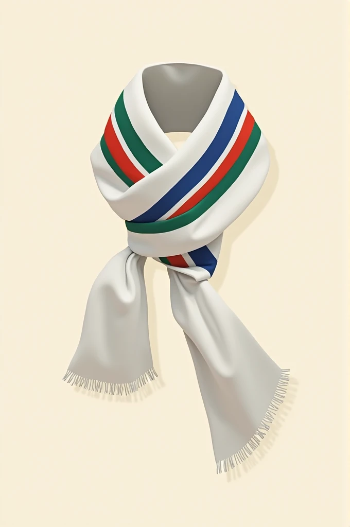 Could you make me a white Scout scarf?, blue, green and red 