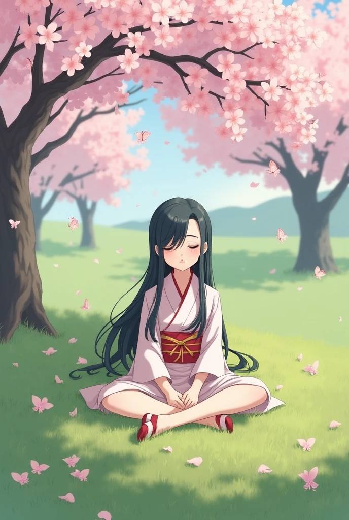 Nezuko under a cherry tree