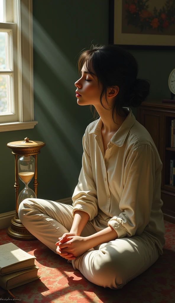 Every time young Carla needed a moment of peace, He sat with the old hourglass and breathed deeply.