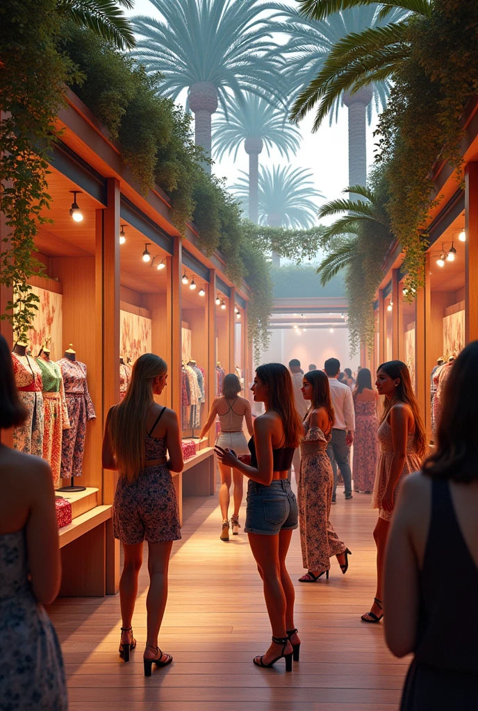 a pop up store of the peruvian fashion brand "mentha & chocolate", that shows people enjoying a music event inside the store
