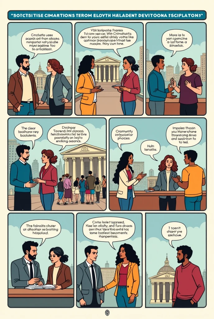 Create a comic strip for people who cannot read about constitutional mechanisms of participation