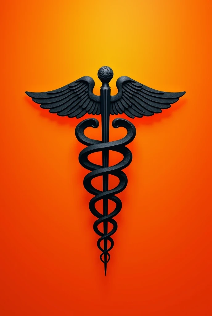 Create a black Aesculapius Bar for medicine with an orange background
