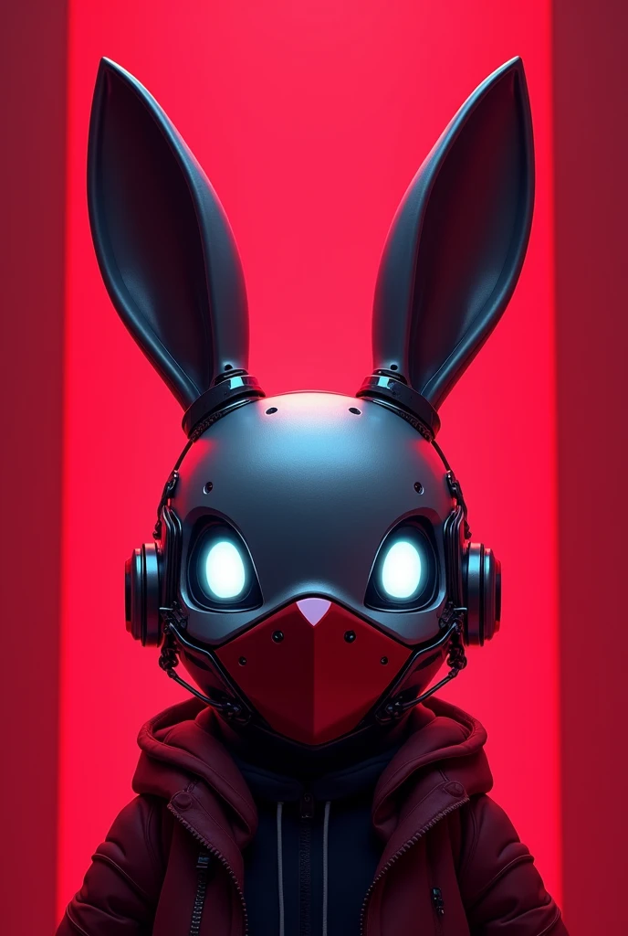 Like the current trending crypto game logos, like how the cute bunny head looks like with a robot mask and a red background.