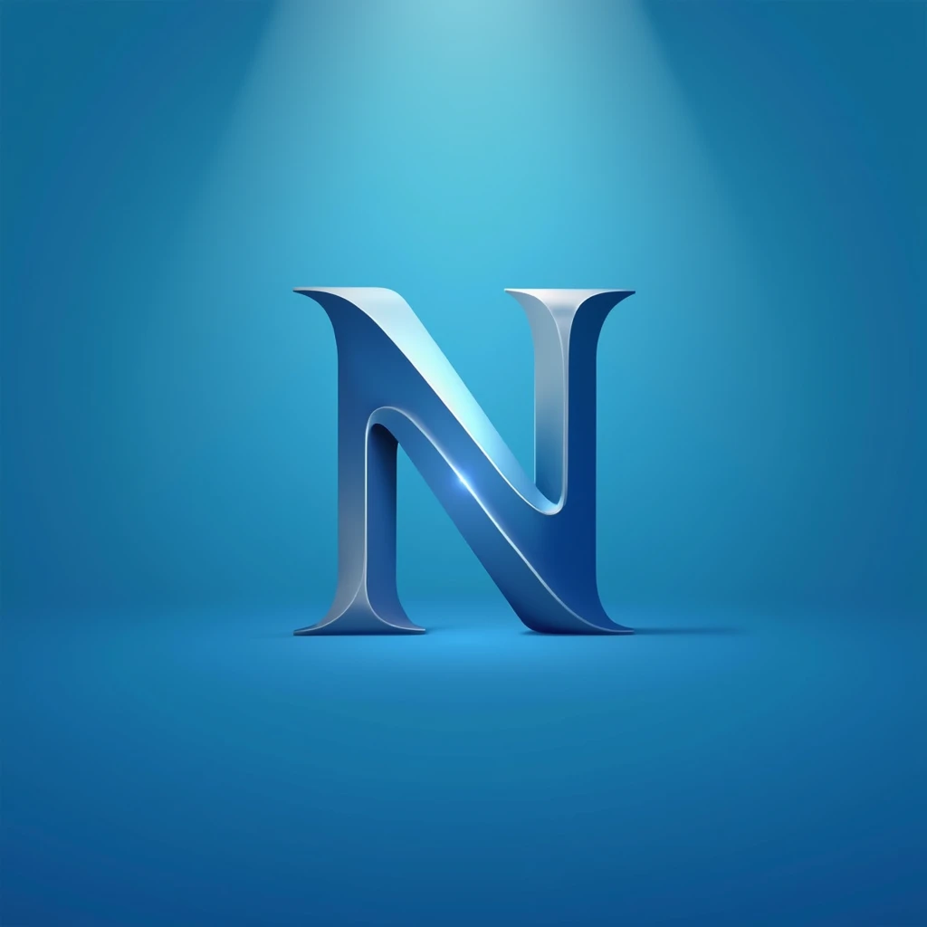 logo with the letter N, blue