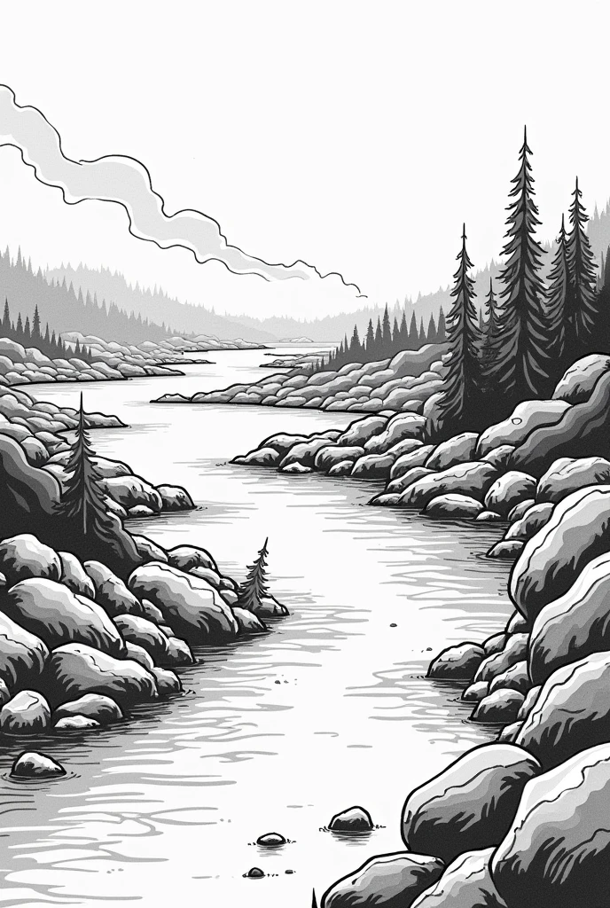 The design must incorporate the five basic elements of visual communication:
point,Line,form,texture,Space and it must be about the Campaign against the pollution of rivers and lakes. This design must look like a drawing and be in black and white without people.




