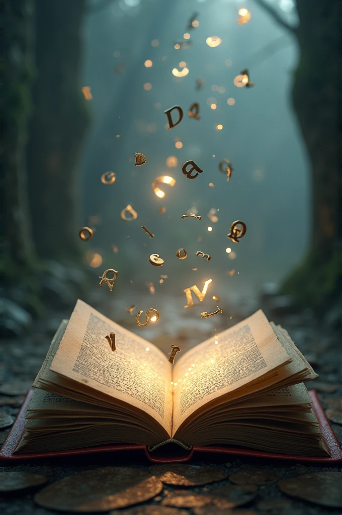Make an open book with letters flying around